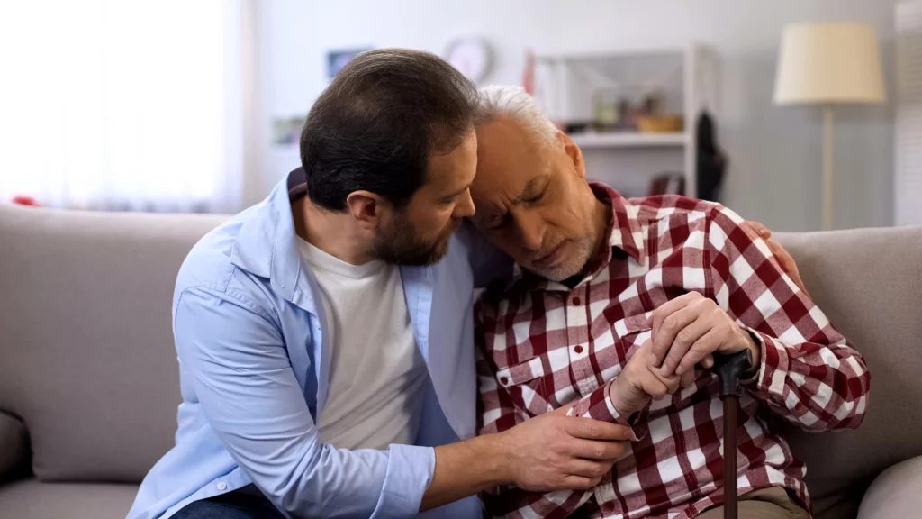 Man caring for a loved one with dementia