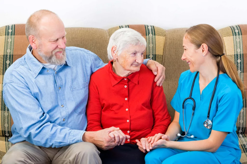 Home health aide caring for elderly patients